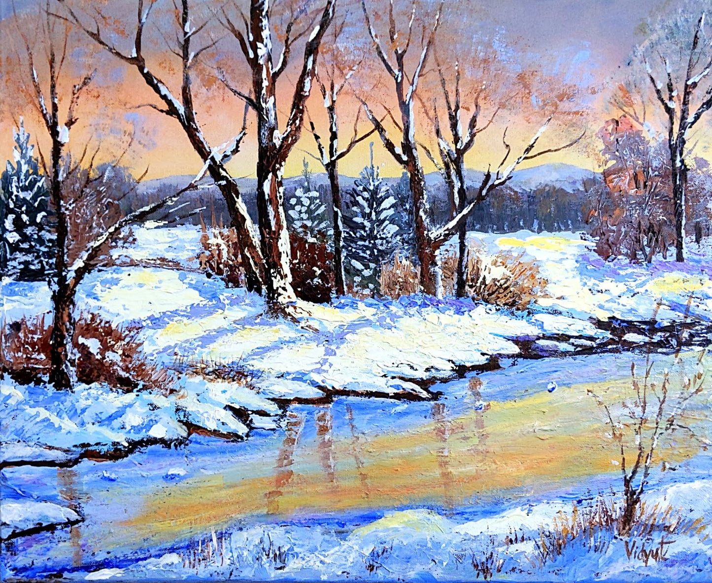 Sunset on the Frozen Creek (SOLD)