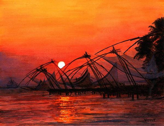 Fisherman Sunset in Kerala-India
