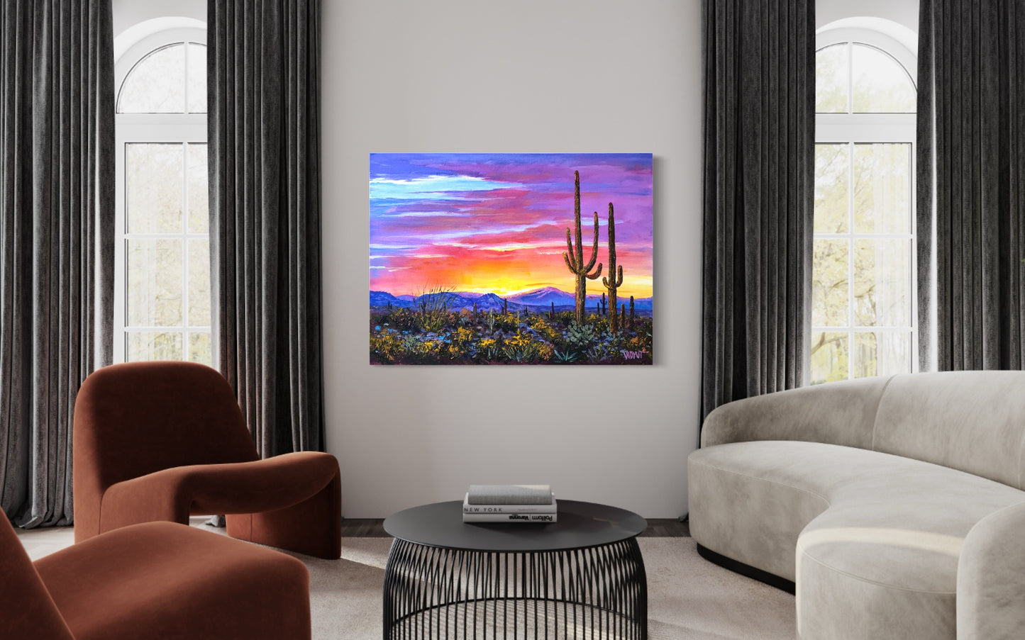 Dawn at the saguaro Land